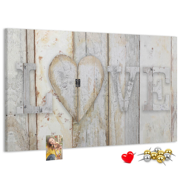 Tablero de anuncios Placa de madera con la palabra amor