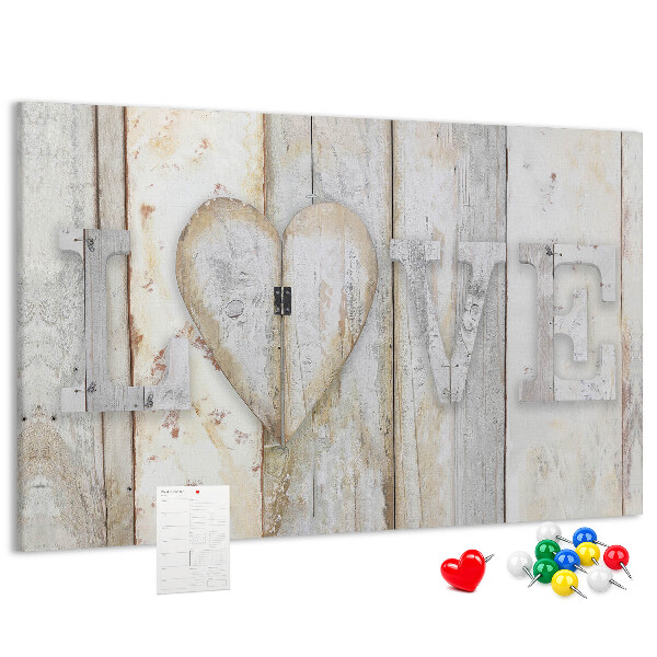 Tablero de anuncios Placa de madera con la palabra amor