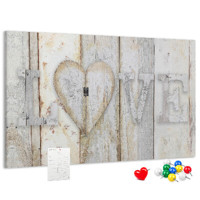 Tablero de anuncios Placa de madera con la palabra amor