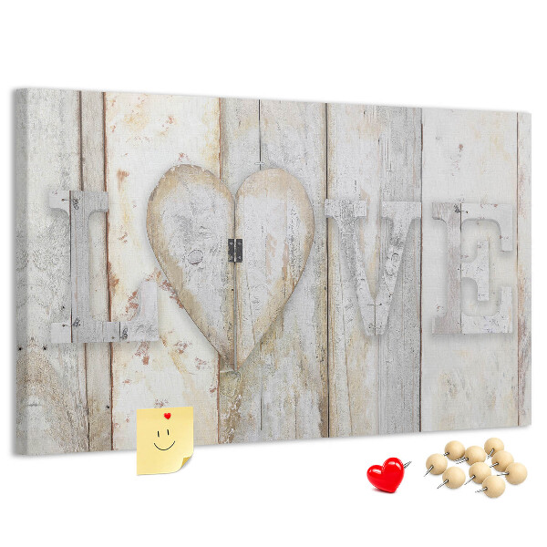 Tablero de anuncios Placa de madera con la palabra amor