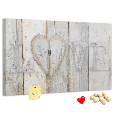 Tablero de anuncios Placa de madera con la palabra amor