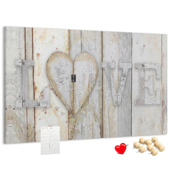 Tablero de anuncios Placa de madera con la palabra amor