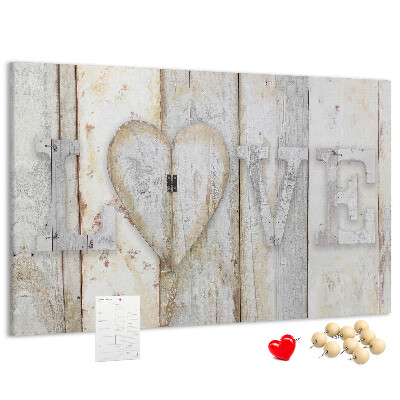 Tablero de anuncios Placa de madera con la palabra amor