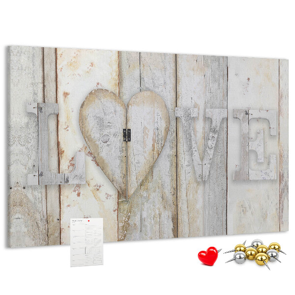 Tablero de anuncios Placa de madera con la palabra amor