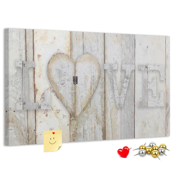 Tablero de anuncios Placa de madera con la palabra amor