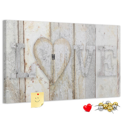 Tablero de anuncios Placa de madera con la palabra amor