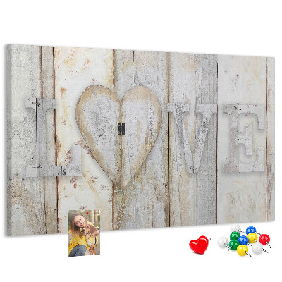 Tablero de anuncios Placa de madera con la palabra amor