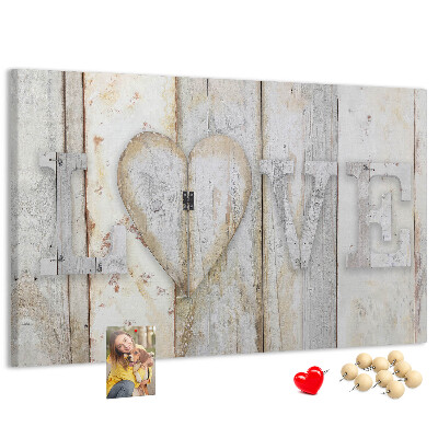 Tablero de anuncios Placa de madera con la palabra amor