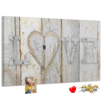 Tablero de anuncios Placa de madera con la palabra amor