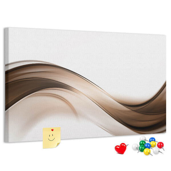 Pizarra de corcho con diseño de ondas en tonos marrones y beige