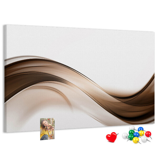 Pizarra de corcho con diseño de ondas en tonos marrones y beige