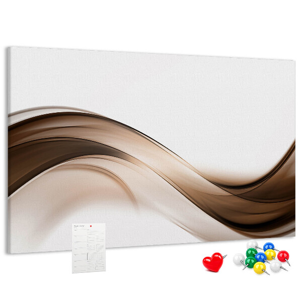 Pizarra de corcho con diseño de ondas en tonos marrones y beige