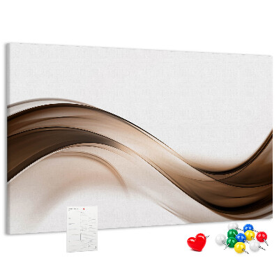 Pizarra de corcho con diseño de ondas en tonos marrones y beige