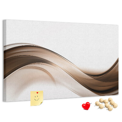 Pizarra de corcho con diseño de ondas en tonos marrones y beige