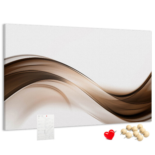 Pizarra de corcho con diseño de ondas en tonos marrones y beige
