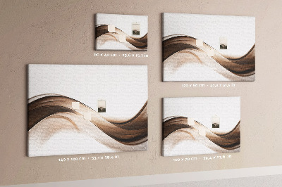 Pizarra de corcho con diseño de ondas en tonos marrones y beige