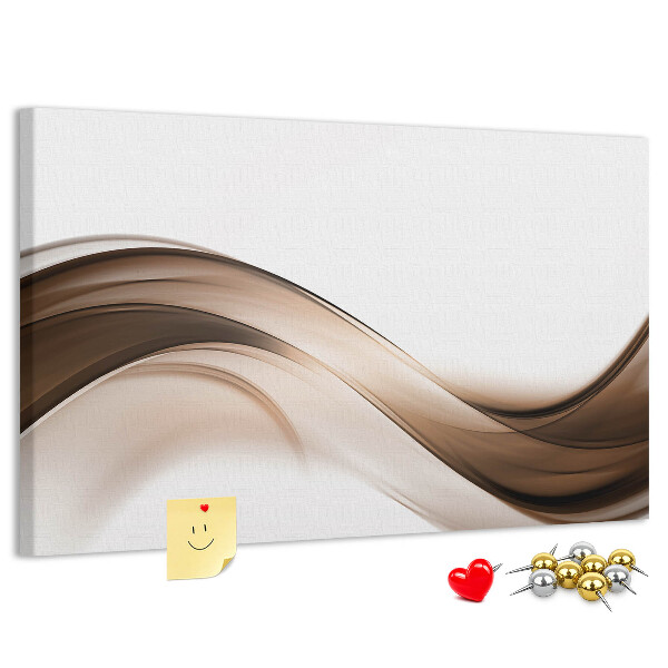 Pizarra de corcho con diseño de ondas en tonos marrones y beige