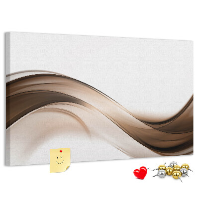 Pizarra de corcho con diseño de ondas en tonos marrones y beige