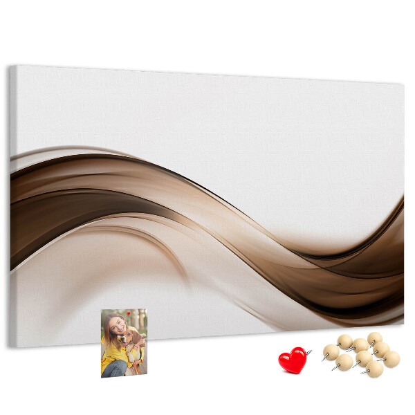 Pizarra de corcho con diseño de ondas en tonos marrones y beige