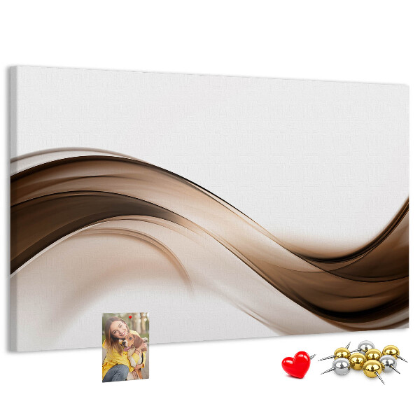 Pizarra de corcho con diseño de ondas en tonos marrones y beige