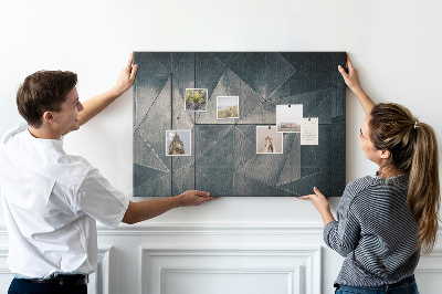 Tablero de anuncios con diseño de formas geométricas en tonos grises