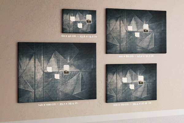 Tablero de anuncios con diseño de formas geométricas en tonos grises