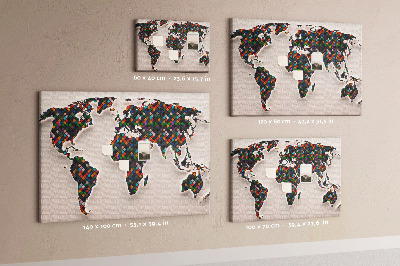 Mapa del mundo de corcho diseño a color con cuadrados