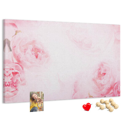 Tablero de anuncios con diseño de delicadas flores rosas sobre fondo claro