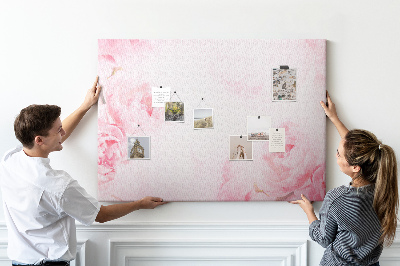 Tablero de anuncios con diseño de delicadas flores rosas sobre fondo claro