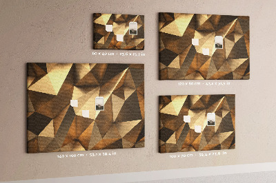 Pizarra de corcho con diseño de formas geométricas en tonos marrones