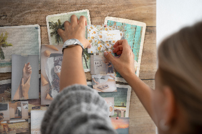 Tablero de corcho decorado para fotos de recuerdo de vacaciones tropicales