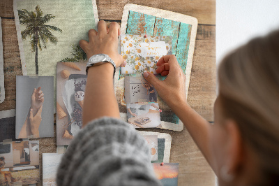 Tablero de corcho decorado para fotos de recuerdo de vacaciones tropicales