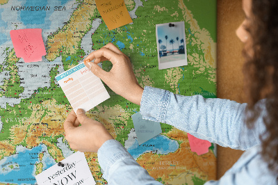Tablero de anuncios mapa de Europa con indicaciones geográficas