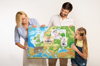 Tablero de anuncios mapa de Europa con indicaciones geográficas