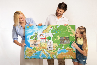 Tablero de anuncios mapa de Europa con indicaciones geográficas