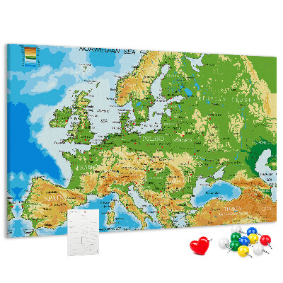 Tablero de anuncios mapa de Europa con indicaciones geográficas