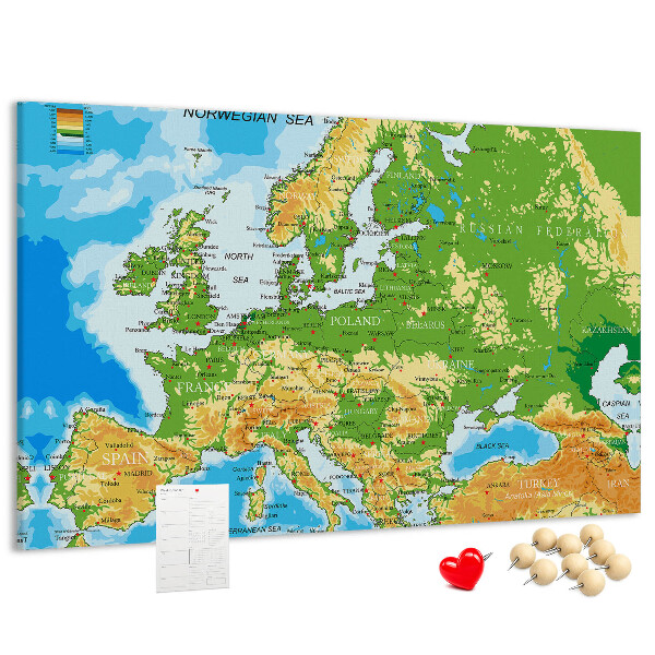 Tablero de anuncios mapa de Europa con indicaciones geográficas