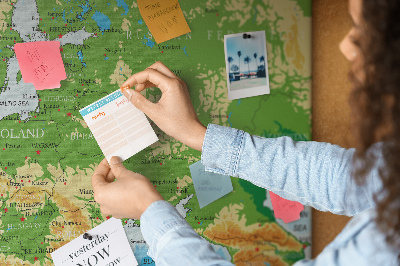Tablero de anuncios mapa de Europa con indicaciones geográficas