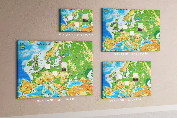 Tablero de anuncios mapa de Europa con indicaciones geográficas