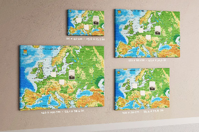 Tablero de anuncios mapa de Europa con indicaciones geográficas