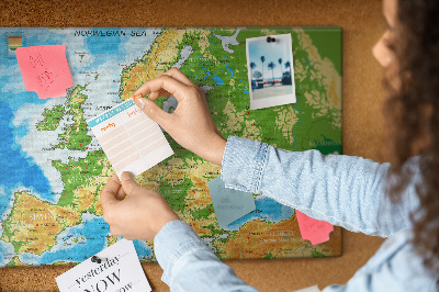 Tablero de anuncios mapa de Europa con indicaciones geográficas
