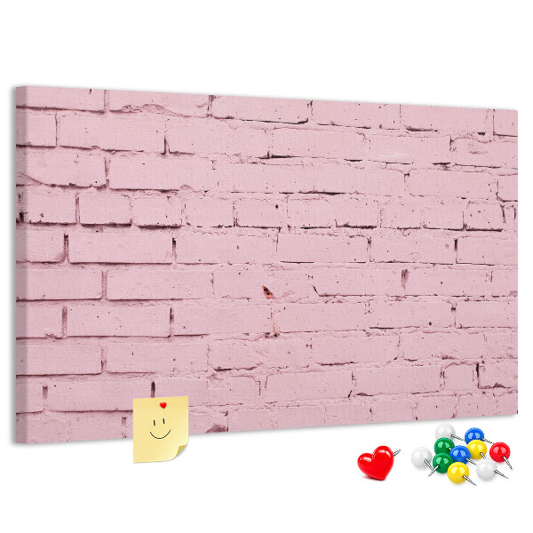 Tablero de anuncios con diseño de pared de ladrillo texturizado rosa