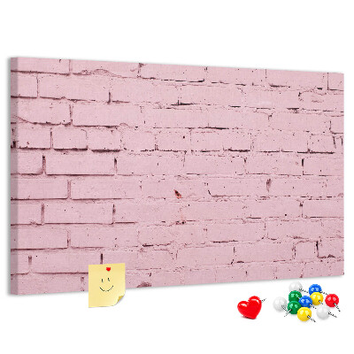 Tablero de anuncios Pared de ladrillo texturizado rosa