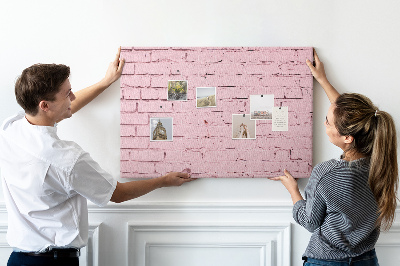 Tablero de anuncios con diseño de pared de ladrillo texturizado rosa