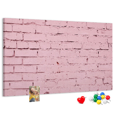 Tablero de anuncios con diseño de pared de ladrillo texturizado rosa