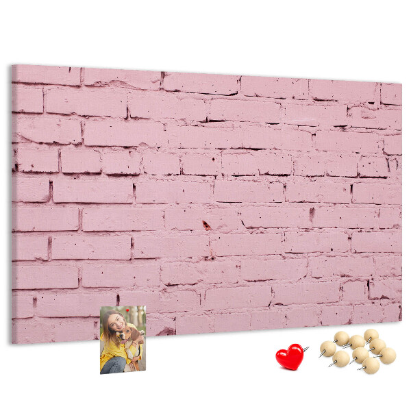 Tablero de anuncios con diseño de pared de ladrillo texturizado rosa