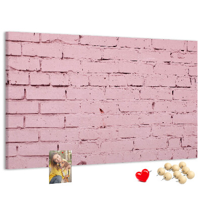 Tablero de anuncios con diseño de pared de ladrillo texturizado rosa