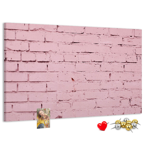 Tablero de anuncios con diseño de pared de ladrillo texturizado rosa