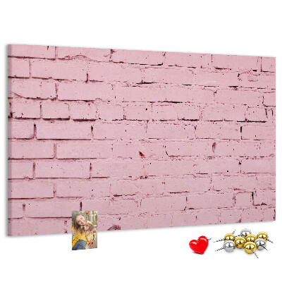 Tablero de anuncios con diseño de pared de ladrillo texturizado rosa
