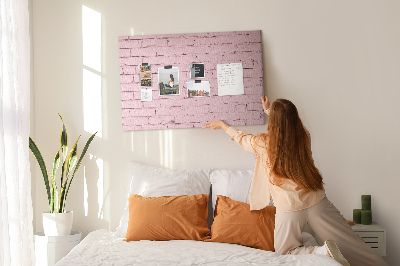 Tablero de anuncios con diseño de pared de ladrillo texturizado rosa